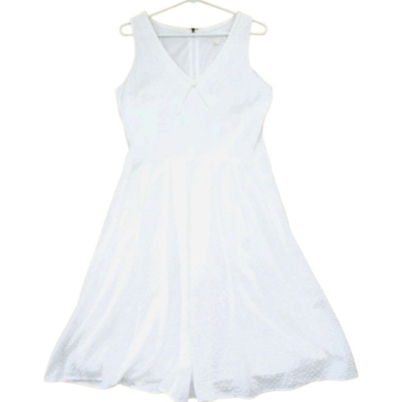 Sandra Darren Dresses & Skirts - New Sandra Darren White Swiss Dot Fit and Flare